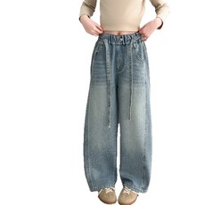 삐삐네옷가게 여아 별빛 반짝이 와이드 블루 팬츠