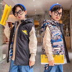 헬로샵 레트로양면패딩 조끼[K]/블루