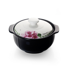 Keito French Garden雙耳耐熱陶瓷砂鍋+花朵印花鍋蓋, 耐熱砂鍋（大）