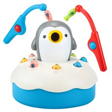 HAPPY TOYS 企鵝旋轉釣魚玩具 音樂互動益智遊戲, 電動旋轉磁性釣魚玩具, 1套