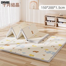 DFMEI 寶寶爬行墊可摺疊加厚XPE嬰兒童爬爬墊, 象鴨萌趣150*200*1.5cm(贈收納袋)