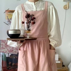 앤쏘홈 코튼 원피스 앞치마, 러블리 핑크, 1개