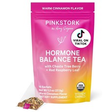 Pink Stork Hormone Balance Tea - Organic Red Raspberry Leaf + Vitex + Supporting Herbs - PMS Peri, 37.5g, 1개