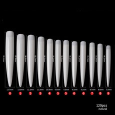 美甲藝術甲片 加長假指甲片 練習甲片 120pcs 透明, 1個, 自然色