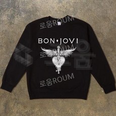 BON JOVI 본조비 가을 겨울 프린트 긴소매 티셔츠 유니섹스 맨투맨 블랙