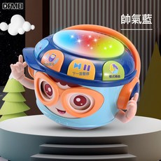 QRU 兒童手拍鼓不倒翁 益智早教嬰兒音樂拍拍鼓3-6個月寶寶玩具 0-1歲, 1個, 不倒翁-藍色