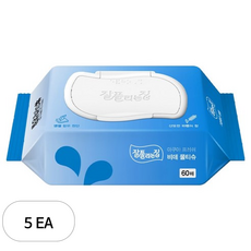 잘풀리는집 비데물티슈 캡형 60매, 70g, 60개입, 5개