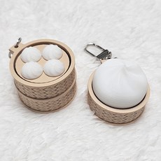 만두 딤섬 모양 클릭커 키링 피젯토이 키홀더 선물용 열쇠고리 스트레스해소 손가락장난감, 2단만두, 1개