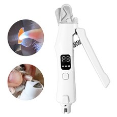 Gaayou 2in1 LED 반려동물 발톱깎이 전동 발톱 정리기 강아지 고양이 손톱깎이, 1개, 화이트