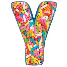 Iscream Lettermania V 이니셜 40.6cm 검드롭 프린트 플리스 백 마이크로비즈 베개 173597 7950099218, Letter Y