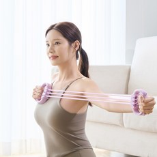 핏올데이 6단계 강도조절 요가 밴드 스트레칭 필라테스 홈트 식스라인 밴드, 베이비 핑크, 1개