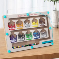 CPC兒童早教顏色數字認知走珠分類板 磁性運筆迷宮走位益智玩具, 爆款小號磁吸顏色走珠遊戲, 1個