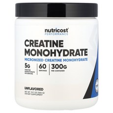 뉴트리코스트 Nutricost Performance Creatine Monohydrate Unflavored 10.7 oz 300 g, 303 g, 300g, 1개