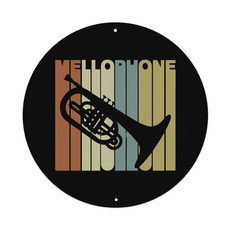 빈티지 멜로폰 실루엣 라운드 알루미늄 사인 메탈 양철 벽 아트 홈 바 장식, 1개