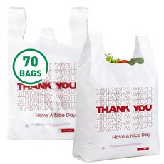 Soeos Thank You 비닐 봉투 70개(29.2 x 16.5 53.3cm(11.5 6.5 21인치)) 재사용 가능한 화이트 쇼핑백 식료품 편의점 레스토랑 슈퍼마켓, 350 Count (Pack of 1)