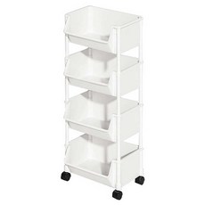 Tiger Pavilion 4단 U자형 입구 다용도 트롤리 34x25x98cm, 화이트