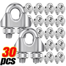 30 1PCS 스테인레스 스틸 케이블 M5 강화제 하드웨어 클램프 빨랫줄 키트 로프 와이어 패스너 M3 클립 안장 볼트, 30PCS M3