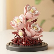 블록 조립 장난감 블럭 플라워 만들기 라벤더 DIY, W. 모란꽃 블록 베이스 포함