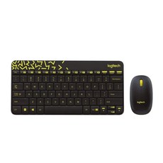 Logitech 羅技 MK240 NANO 無線鍵鼠組 黑色/黃邊 防濺 耐用設計 代理商公司貨, 無數字鍵盤