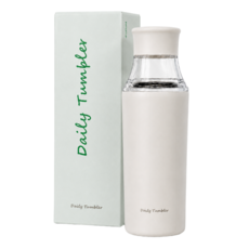 MOOA 스테인리스 보온보냉 텀블러 트라이탄 티백 물병, 1개, 450ml, 크림 아이보리