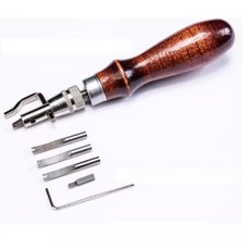 7合一 修邊刀 挖槽器 皮面處理器 修邊器 拉溝器 壓邊器 挖溝器 削邊刀 畫線刀 多功能 艾奇利 皮雕工具 皮革工具, 1個, 紅