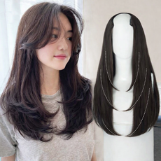 아이루리 페이스 라인 커버 레이어드 가발 피스 볼륨 내추럴 긴머리 여성 부분가발 헤어피스, 1개, 웜블랙