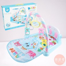 萌萌屋 【台灣現貨】嬰兒健身架 寶寶健力架 健力架踢踢琴 腳踏鋼琴 粉藍色健身架, 1個, 藍色(超取會裁剪外盒,送人請選中華郵政), 粉藍色