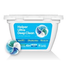 헬퍼 4in1 캡슐세제 울트라 딥클린 고농축 세탁세제 실내건조 드럼 일반 겸용 시원한 바다향, 1개, 24개입
