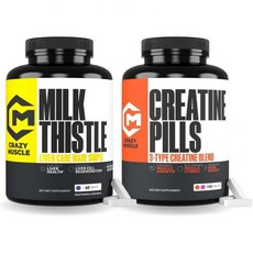 Crazy Muscle Milk Thistle Matrix 60 Servings + Creatine Monohydrate Pills 180 Tablets – Support De, Crazy Muscle Milk Thistle Matr