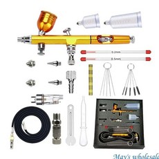 에어 브러시 키트 액션 총 바늘 노즐 중력 사료 유체 컵, 1개, 1. Gold