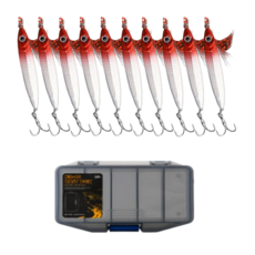 리문 메탈지그 스팽글 루어 10마리 케이스 포함, 1세트, 20g, 고추장