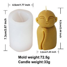 INS可愛小和尚香薰蠟燭矽膠模具，DIY石膏樹脂擺件模具，台灣發貨, 可愛小和尚蠟燭模-3