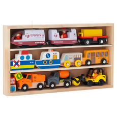 木質磁性小車套組, 新款-木盒套裝車A款