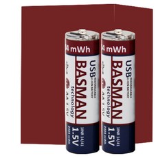 바스맨 C타입 충전식 건전지 리튬이온 배터리 AA 2개입 (1650mAh), 1개