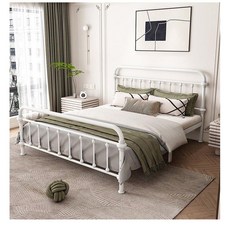 철제침대 북유럽 조립식 평상형 인테리어 엔틱 원룸 받침대 침대프레임 철제침대프레임 침대틀, 1200mmx1900mm, 하이테일 화이트+10cm 코코넛