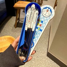 [신상 할인] 도라에몽 스텐 숟가락 +젖가락 +포크+ 도라에몽 세트 케이스, 1세트