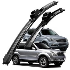 호환 쌍용 KGM 렉스턴/렉스턴2/슈퍼 렉스턴/렉스턴W/G4렉스턴/G4렉스턴 스포츠 칸 2001-2025 와이퍼 초발수 저소음 자국 없음 전면 와이퍼 블레이드 2종 세트, 검은색, 렉스턴/렉스턴2/렉스턴W 2001-2017