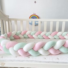 꽈배기쿠션 길다란 죽부인 가드 꼬임 틈새막이 매듭, 화이트+핑크+라일락 그린 3.2미터