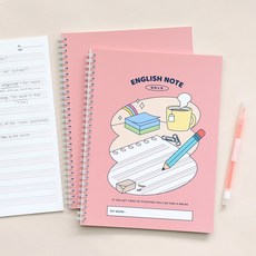 [3권SET] 인디고어린이 초등 학교생활 영어노트 (4줄 좁은칸 스프링), 3개, 핑크