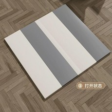寶寶PU爬行墊 加厚4CM無縫折疊遊戲墊, 灰白（經典4段抗菌XPE內芯）,107*147*4CM（XPE）