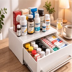 미카앤코 영양제 정리 서랍형 수납 보관함, 화이트, 1개