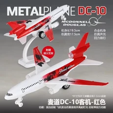 합금 비행기 모델 보잉 727 맥도넬 더글러스 DC-10 장난감 4 조명 및 음악, 03 DC-10 Red No box