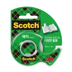 스카치 셀로판 매직테이프 디스펜서 122 18mm x 16m, 반투명, 3개