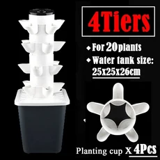 3~ 6 계층 DIY 홈 발코니 수경 성장 타워 농장 온실 야채 토양없는 심기 수직 화분, 08 4Tiers 20Holes
