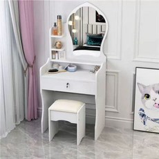 화이트화장대 북유럽 엔틱 앤틱 화장대 빈티지, K. 60cm 화이트 공주+의자