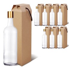 미르코리아 골드밀폐 유리병 스크류캡 + 선물상자 세트, 750ml, 8세트