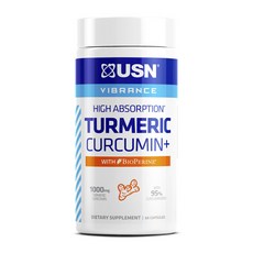 USN Vibrance 高絕對薑黃薑黃素 + Bioperine 1000mg 膠囊, 1個, 60 件