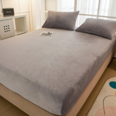 가을 겨울 두꺼운 털 침대 삿갓 싱글 정전 방지 침대 커버 기모 매트 커버, 90*200, 회색