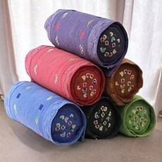 베딩조아 피그먼트 워싱 순면100 피그먼트 메밀베개 플라워자수복 원형 한실베개, 황토, 1개