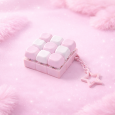 로로메라 9구 키보드키링 마카롱 파스텔 정사각형 딸깍이 별모양 고리, 화이트핑크 파스텔, 1개